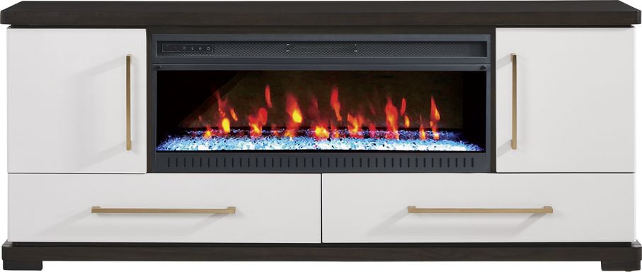 Elko Falls White 80 in. Console with Electric Fireplace