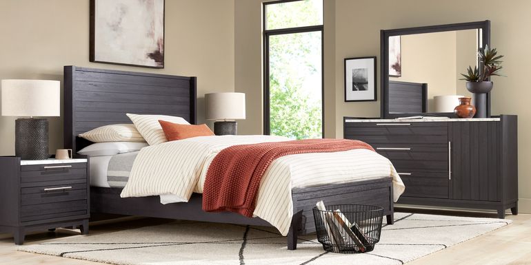 Ellenbrook Black 7 Pc King Panel Bedroom