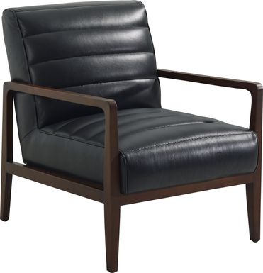 Ellenwood Black Leather Accent Chair
