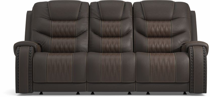 Headliner Brown Leather Dual Power Reclining Sofa