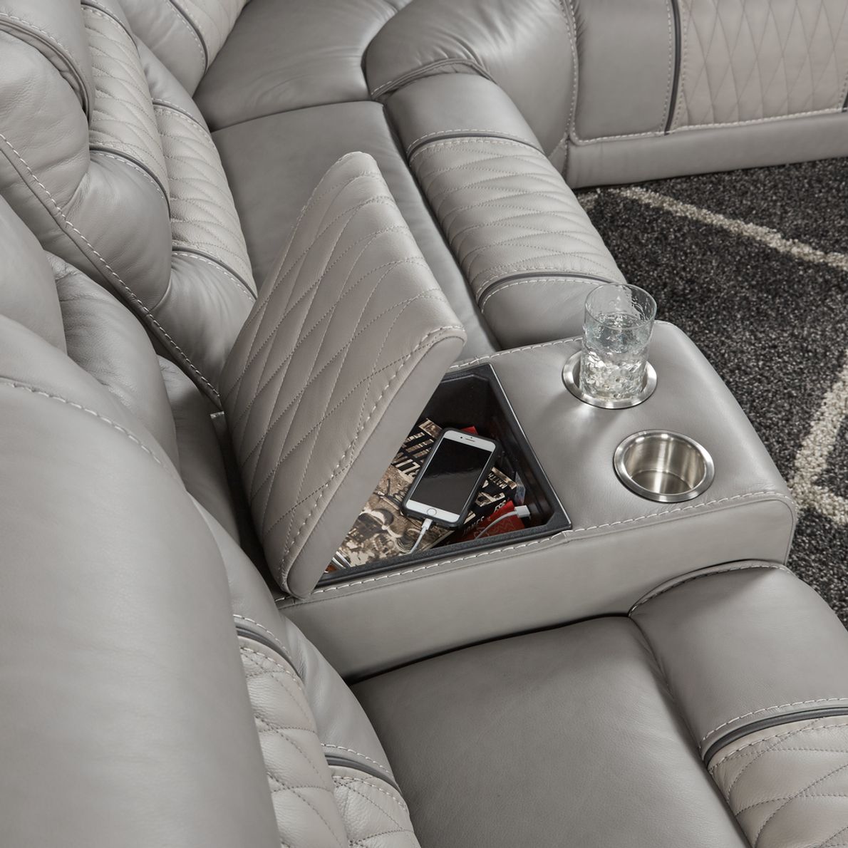 Eric church highway to home headliner gray leather reclining sofa new arrivals
