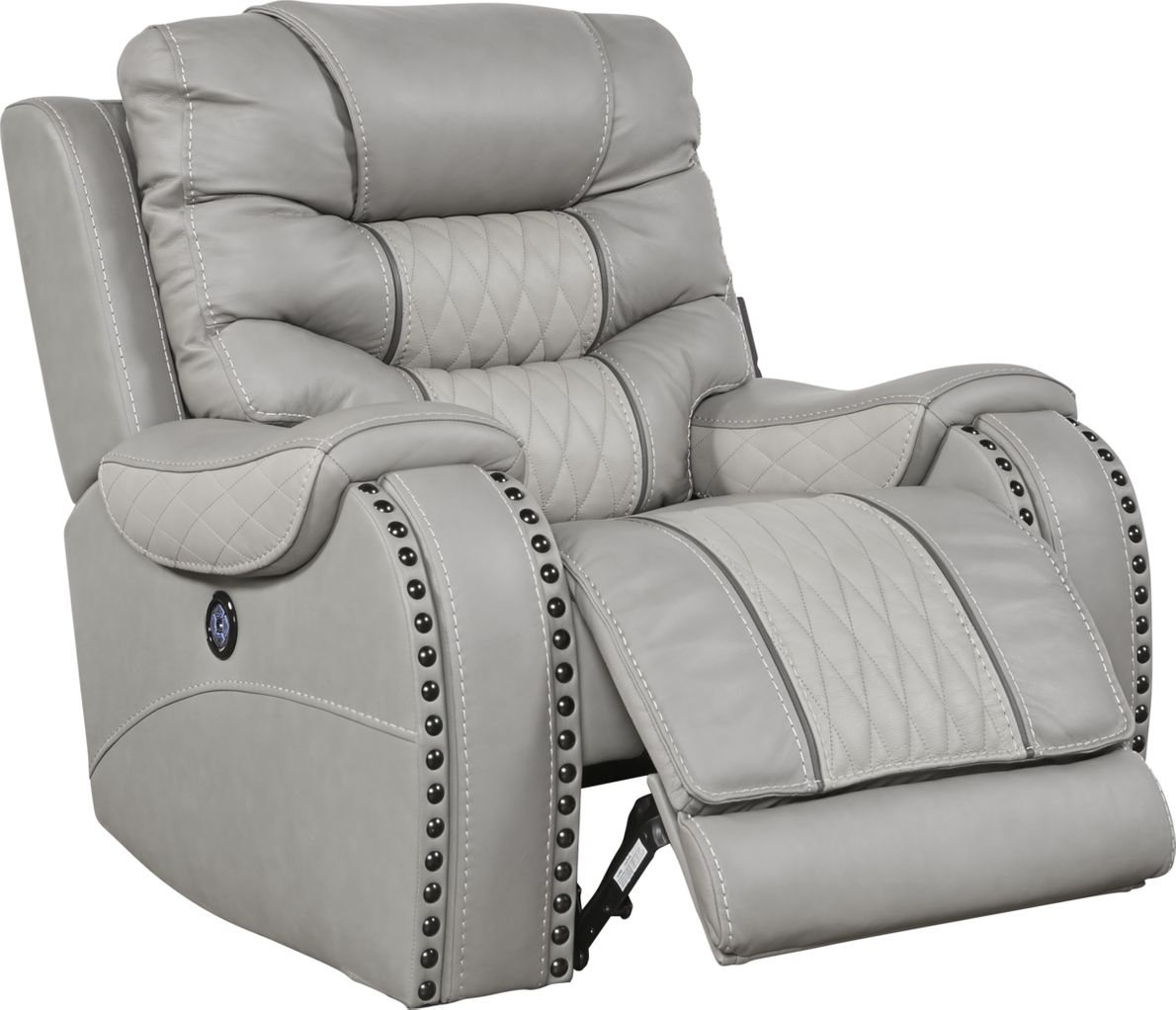 Eric church highway to home headliner gray leather on sale reclining sofa