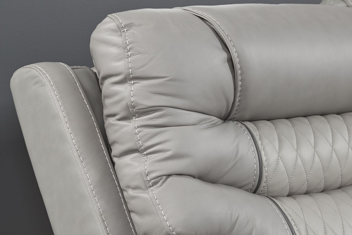 Eric church highway to home headliner gray leather on sale reclining sofa