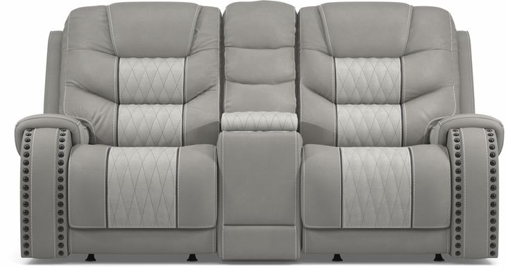 Eric Church Highway To Home Headliner Gray Leather Dual Power Reclining Console Loveseat
