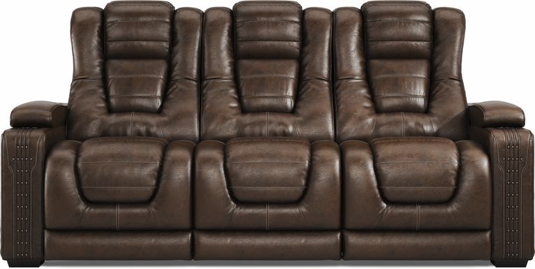 Renegade Brown Leather Dual Power Reclining Sofa