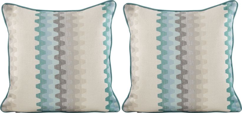 Accordian Geo Turquoise Indoor/Outdoor Accent Pillow, Set of Two