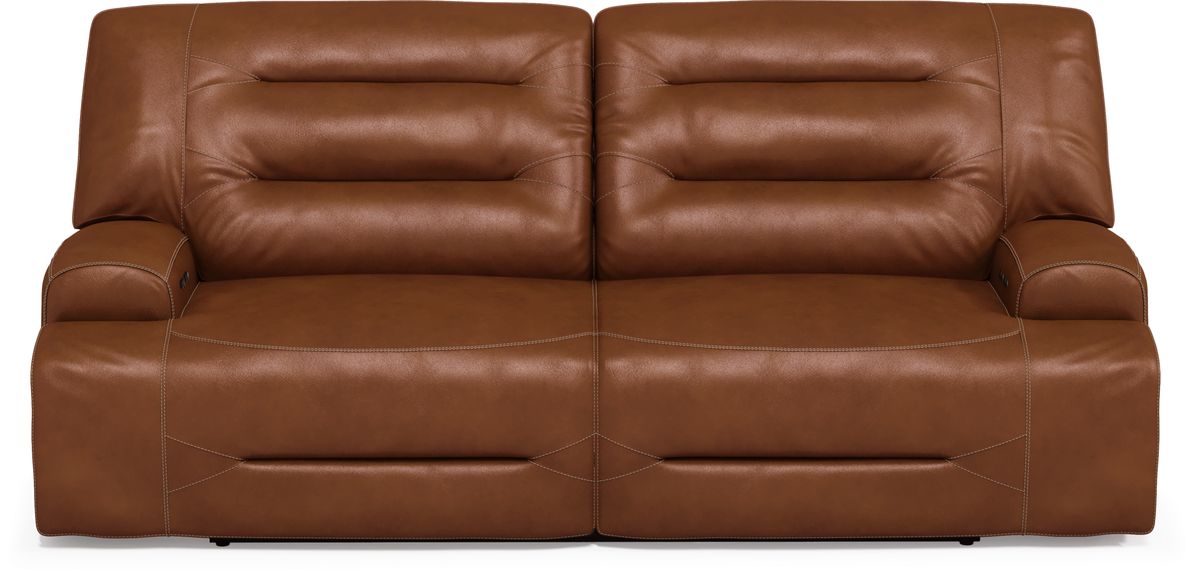 Caramel leather best sale recliner sofa