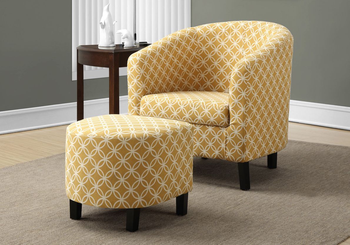 Yellow accent chair with ottoman hot sale