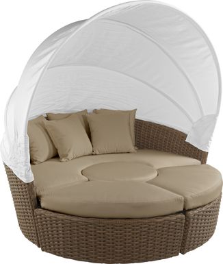 Palisades Brown Outdoor Daybed with Heather Beige Cushions