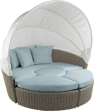 Palisades Gray Outdoor Daybed with Blue Cushions