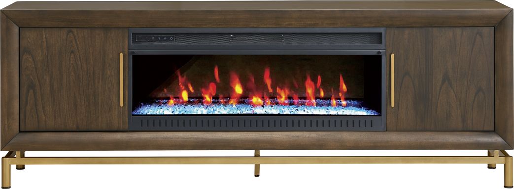 Fontaine Brown 84" Console with Electric Fireplace