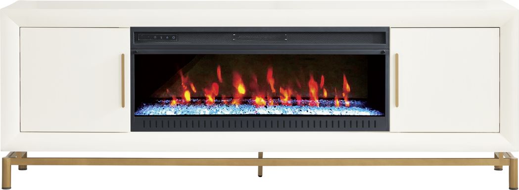 Fontaine White 84" Console with Electric Fireplace