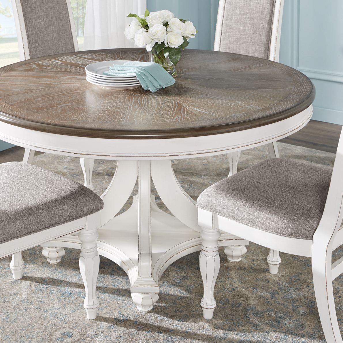 French Market White Round Dining Table