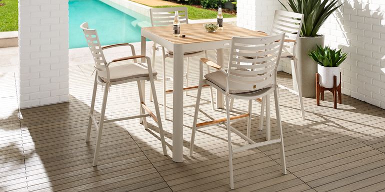 Garden View Sand 5 Pc Square Outdoor Bar Height Dining Room