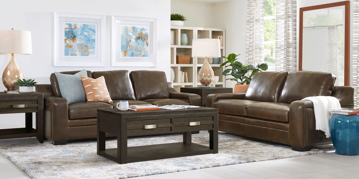 Gia Brown Leather 5 Pc Living Room