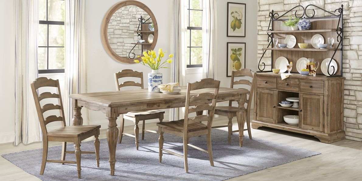 Golden Grove Dark Brown Pc Dining Room with Ladder Back Chairs