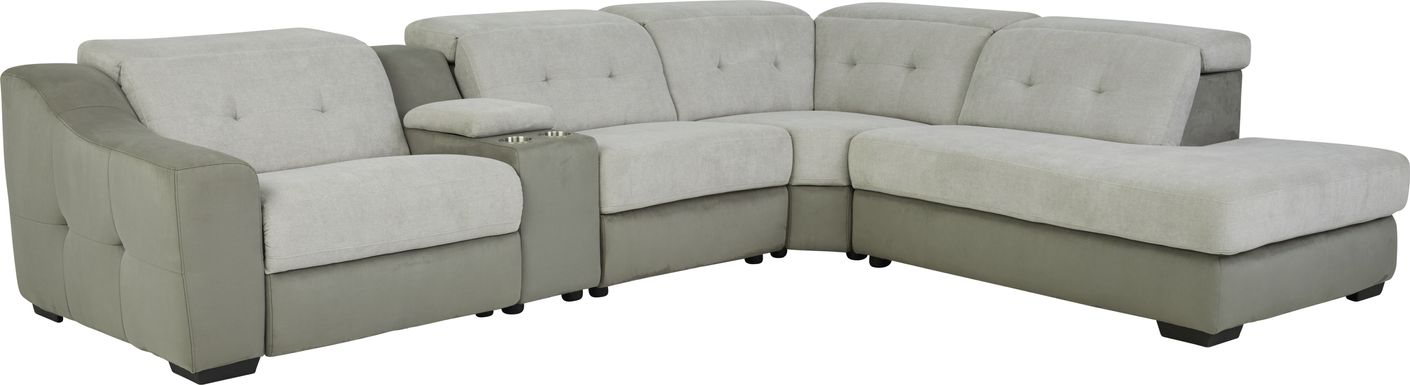 Grande Point Gray 5 Pc Power Reclining Sectional