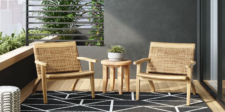 Hagen Teak 3 Pc Outdoor Seating Set