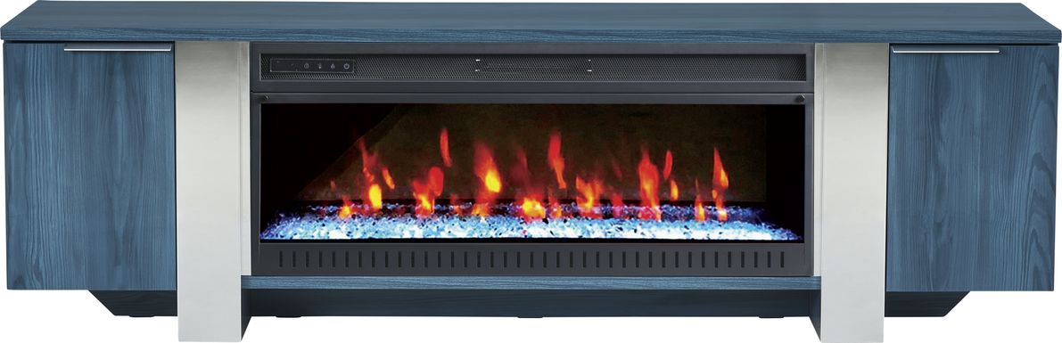 Heatherview Blue 79 in. Console with Electric Fireplace