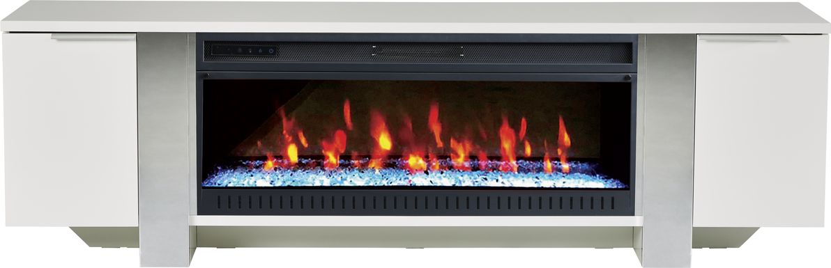 Heatherview White 79 in. Console with Electric Fireplace
