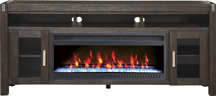 Hidden Springs II Espresso 80 in. Console with Electric Fireplace