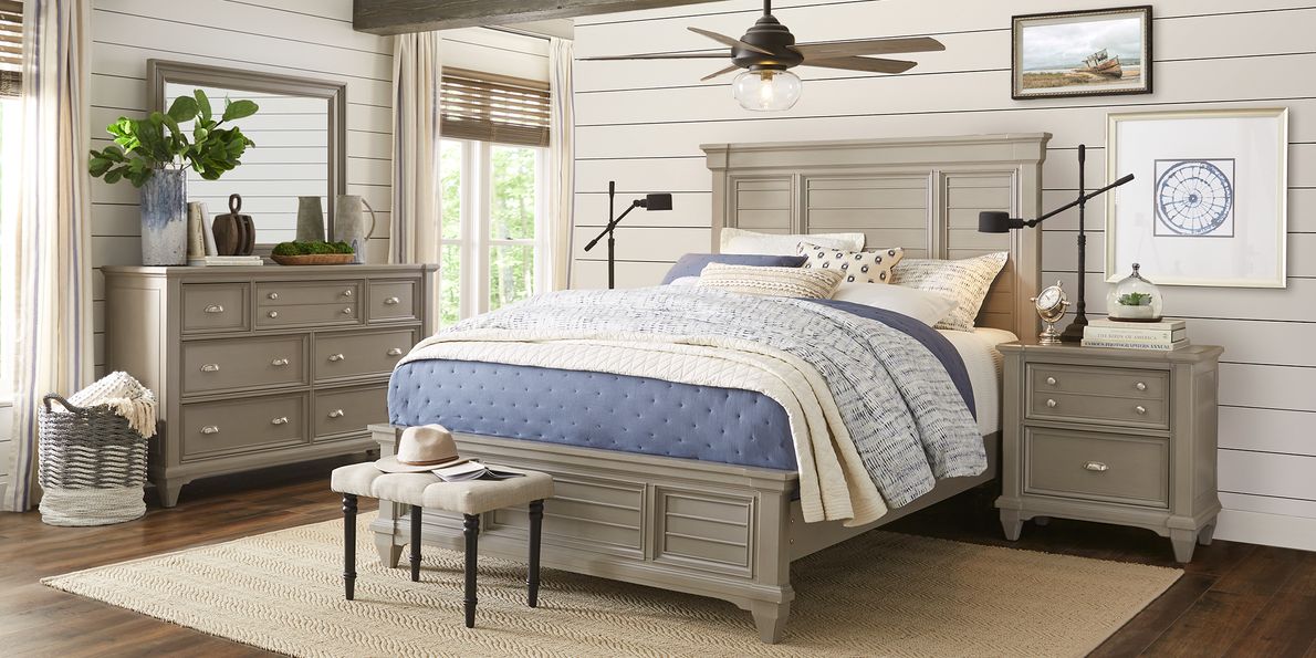 Hilton Head Gray 7 Pc King Panel Bedroom Rooms To Go