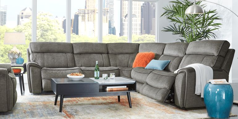 Hosford Dark Gray 5 Pc Dual Power Reclining Sectional