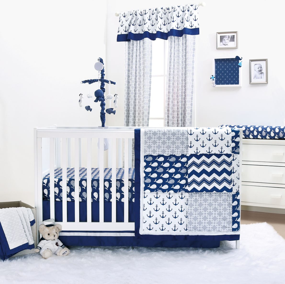 Humphrey Navy 3 Pc Baby Bedding Set Rooms To Go