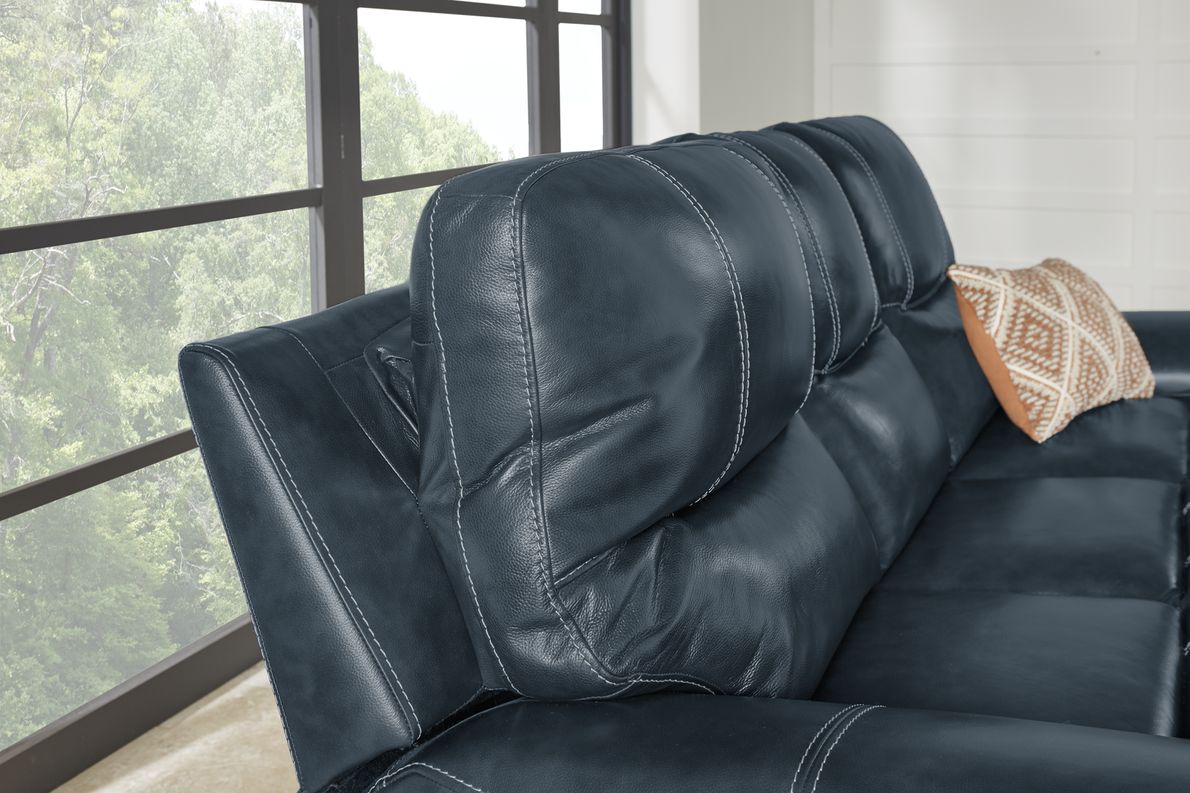 Italo blue leather reclining sofa new arrivals