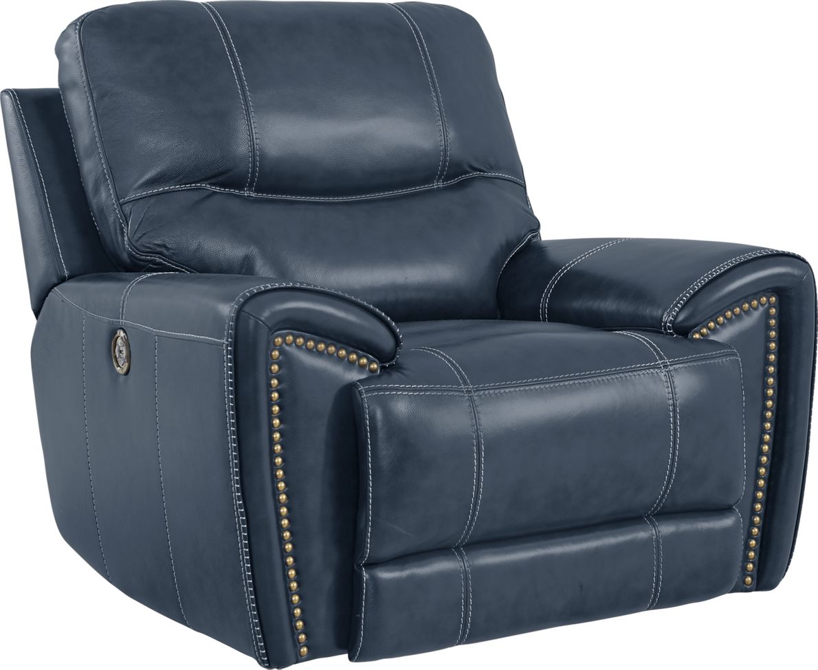 Navy blue best sale leather recliner chair