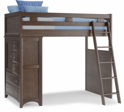 Ivy League 2.0 Walnut Twin Loft Bed with Chest