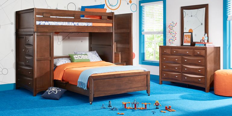 Ivy League 2.0 Walnut Twin/Twin Step Bunk with Chest