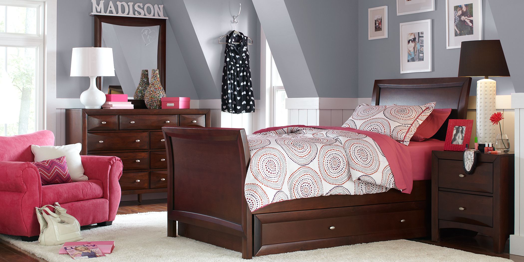 Ivy League Cherry 4 Pc Twin Sleigh Bedroom