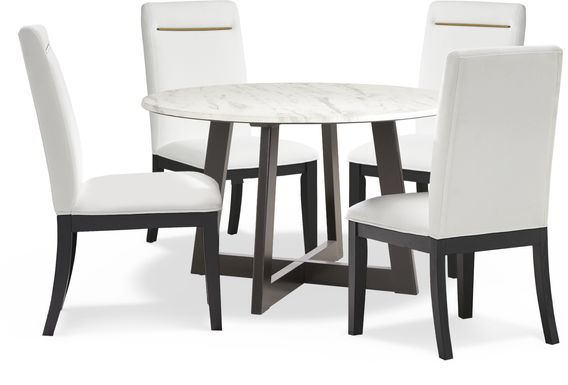 Jarvis White 5 Pc Round Dining Room with White Side Chairs