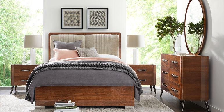 Jenner Walnut 5 Pc King Upholstered Bedroom