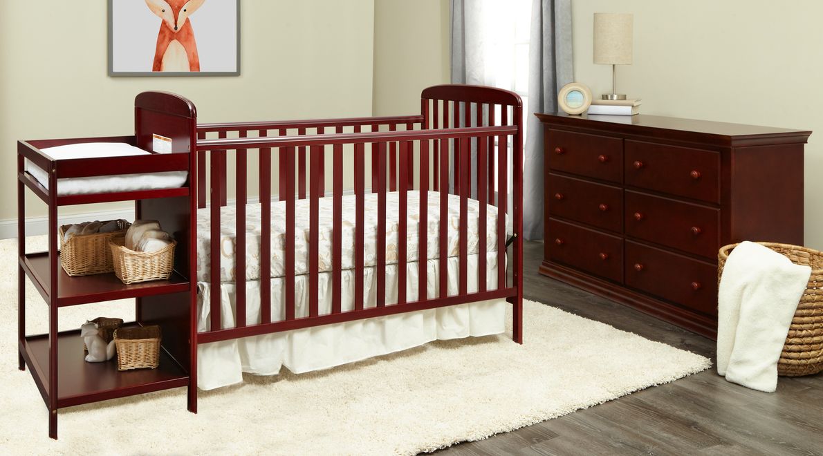 Cherry wood crib with changing clearance table