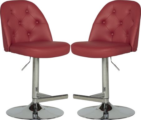 Karyn Red Adjustable Barstools (Set of 2)