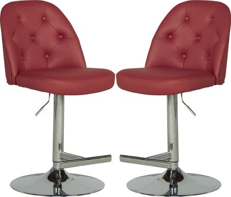 Karyn Red Adjustable Barstools (Set of 2)