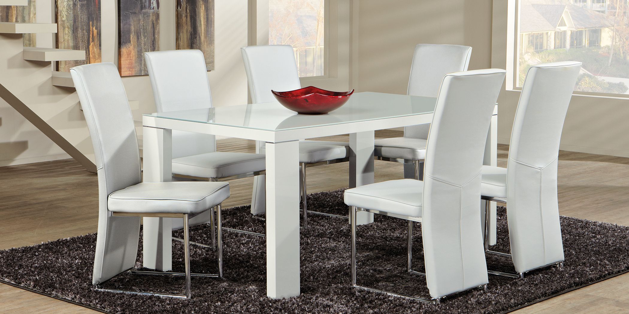 Tria white 5 pc deals rectangle dining room