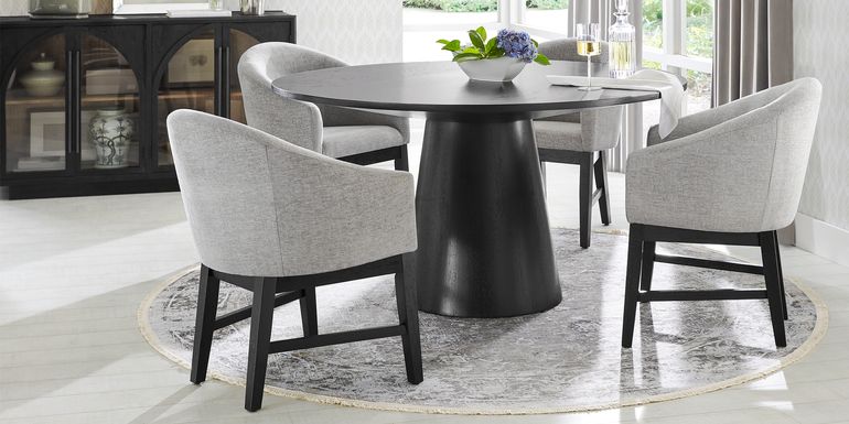 Kendall Black 5 Pc 59" Round Dining Room with Gray Arm Chairs