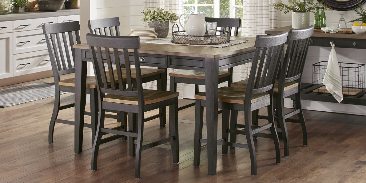 7 piece counter height deals dining set black