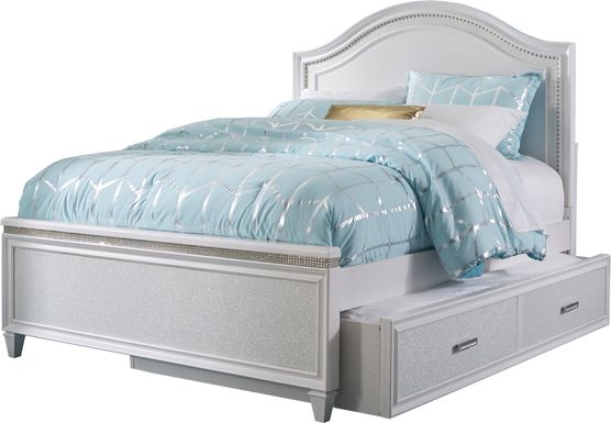 Kids Angelique White Twin Panel Bed with Trundle