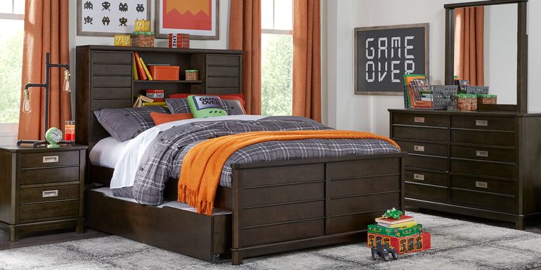 Kids Bay Street Charcoal 5 Pc Twin Bookcase Bedroom