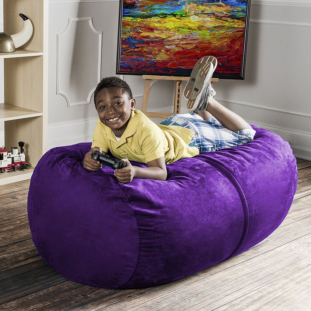 Purple bean bag outlet chair