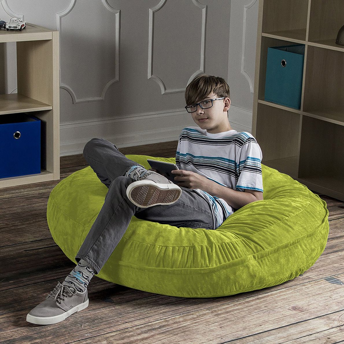 Lime green discount bean bag chair