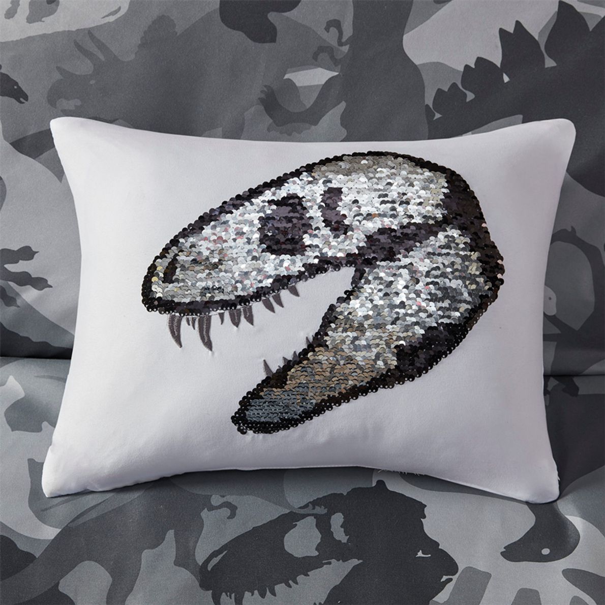 Kids Camo Dino Gray Pc Twin Comforter Set