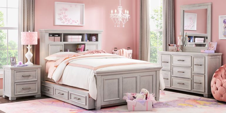 Kids Canyon Lake Ash Gray 5 Pc Full Bookcase Bedroom