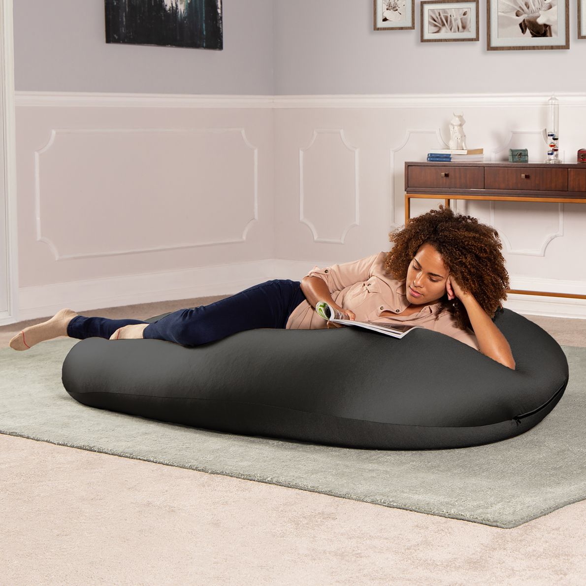 Large black bean online bag chair