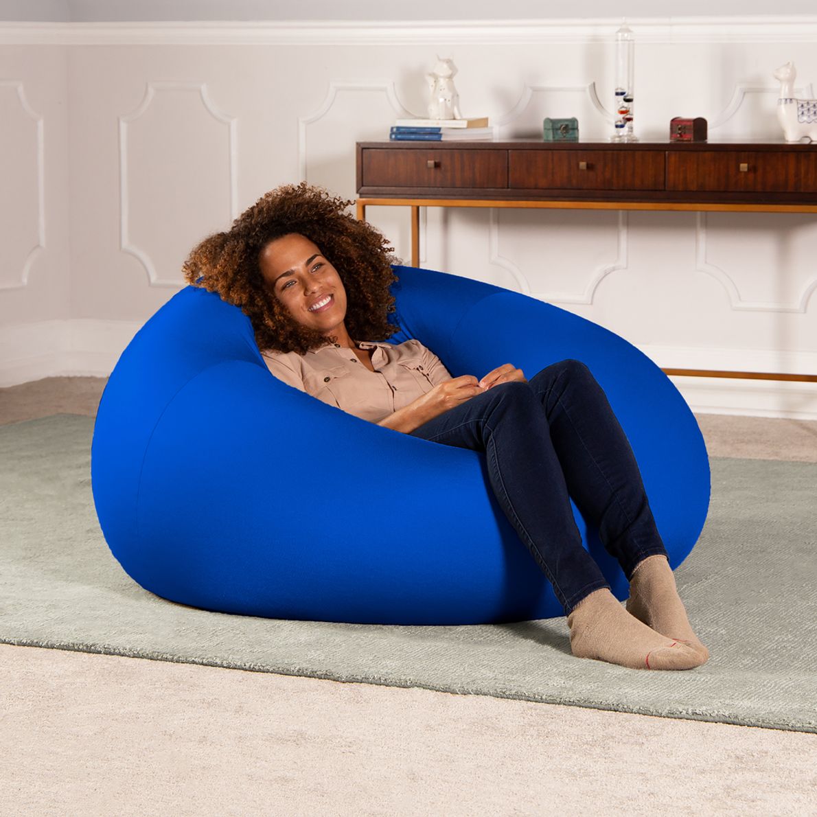 Kids Cloud Nest Large Blue Bean Bag Chair Rooms To Go