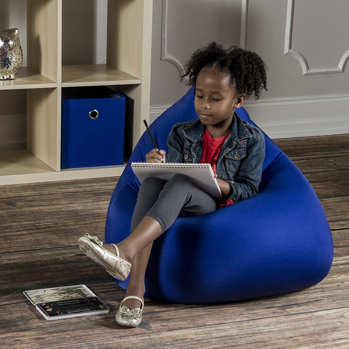 Kids Cloud Nest Small Blue Bean Bag Chair Rooms To Go